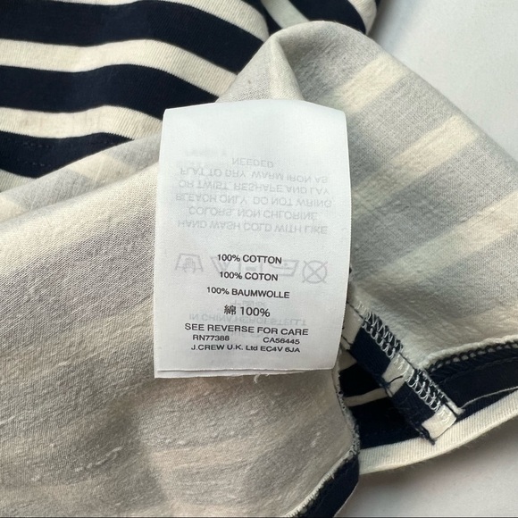 J. Crew Structured Stripe Keyhole Peasant Top in Navy Stripe. - Picture 11 of 11